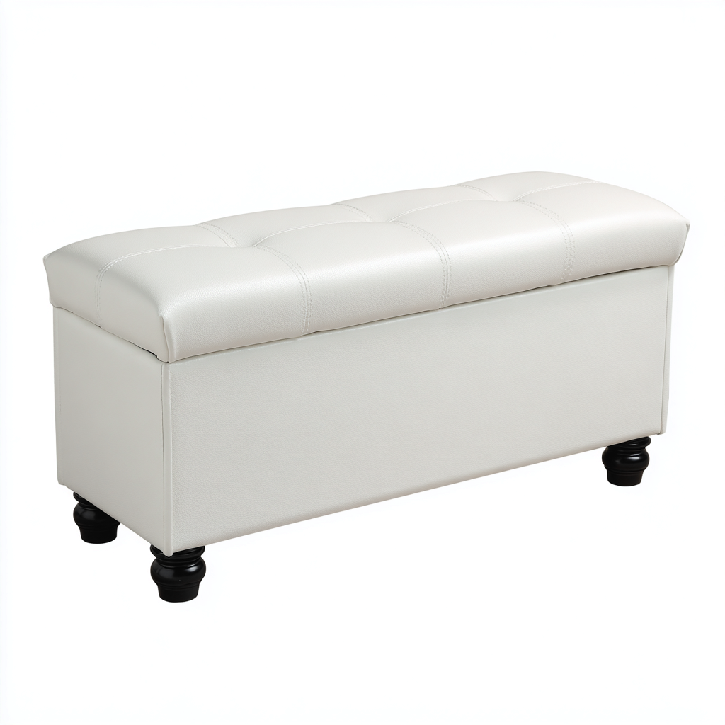 Schoenenbank kunstleer en hout - 90x38x45 cm - wit-zwart - met opbergruimte en klassiek ontwerp-Decoroliq