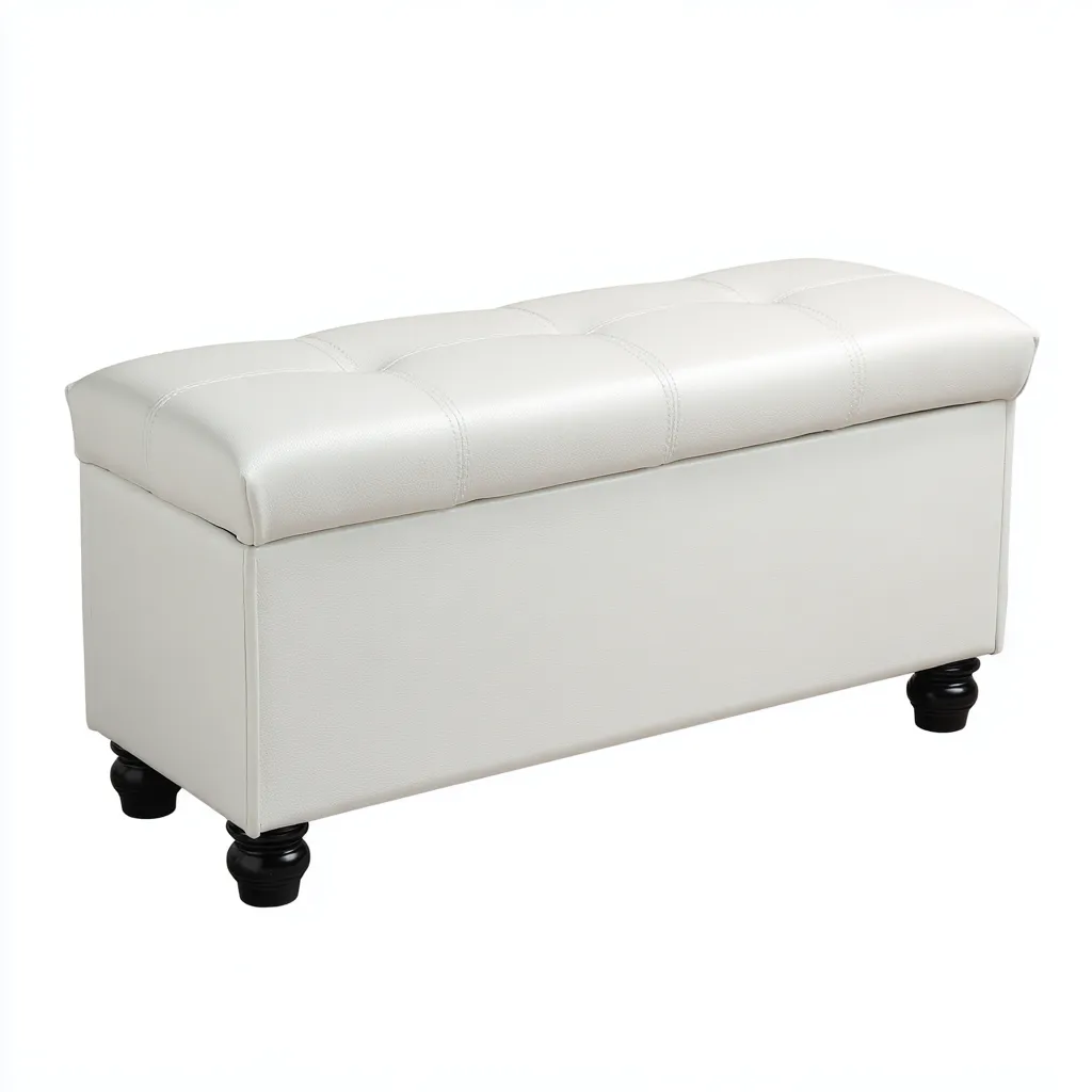 Schoenenbank kunstleer en hout - 90x38x45 cm - wit-zwart - met opbergruimte en klassiek ontwerp-Decoroliq