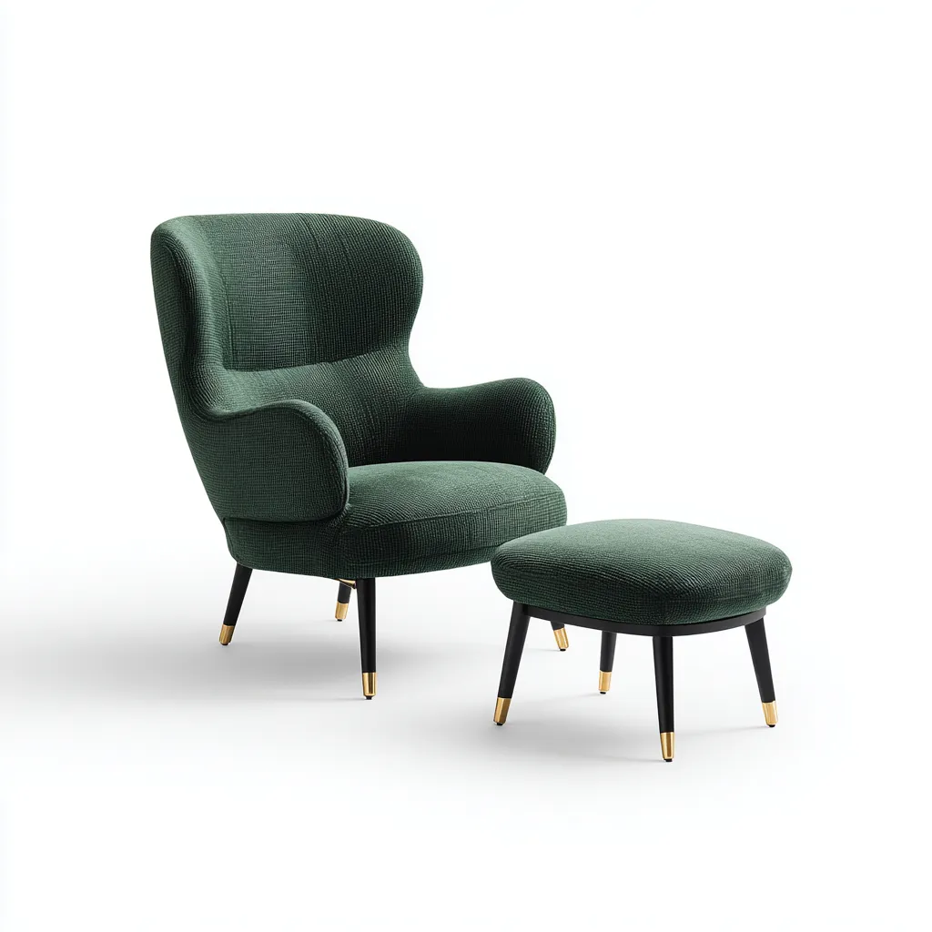 Fauteuil met voetenbankje - stof en metaal - 90x80x100 cm - donkergroen-zwart - modern elegant ontwerp-Decoroliq
