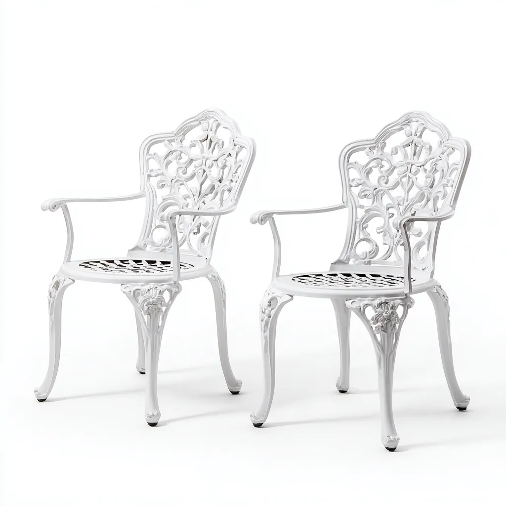 Tuinstoel Gietijzer wit met armleuningen 60x60x90 cm - klassiek ontwerp-Decoroliq