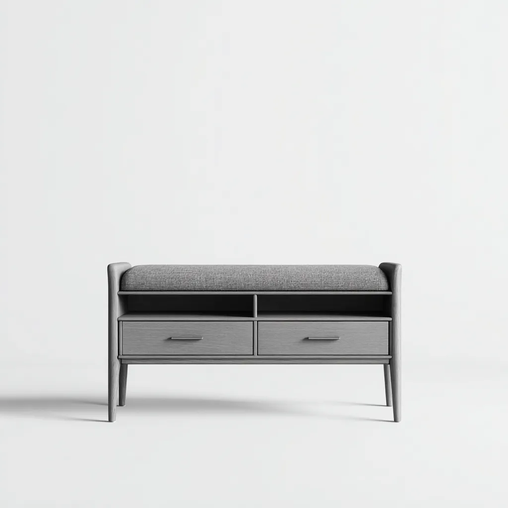 Schoenenbank hout en stof - 90x35x50 cm - grijs-donkergrijs - met opberglades en modern design-Decoroliq