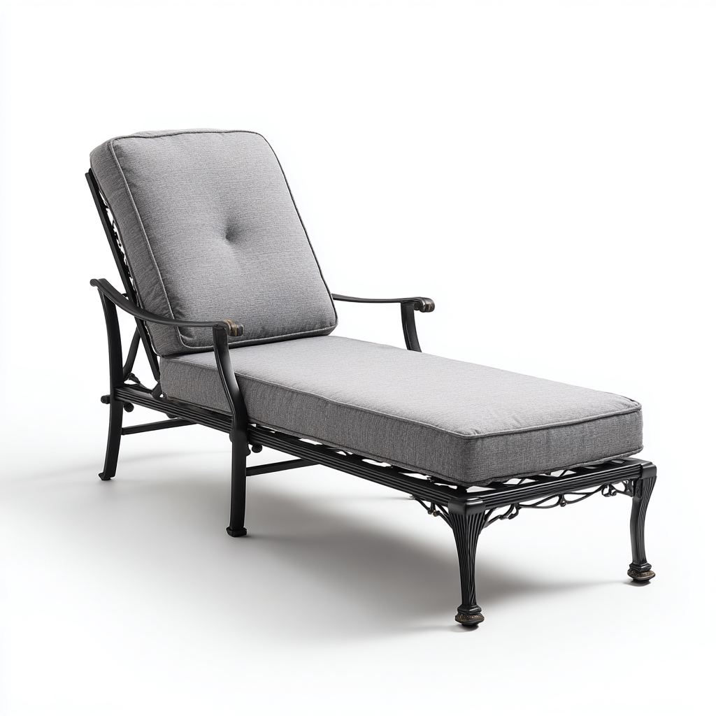 Ligstoel aluminium 201x74x95 cm - zwart-lichtgrijs - verstelbaar met kussens-Decoroliq