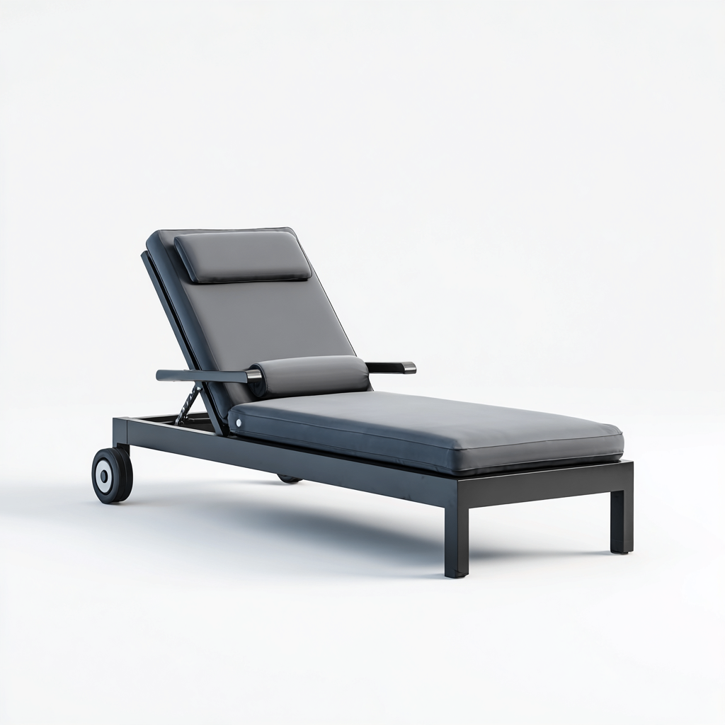 Ligstoel aluminium 198x75x85 cm - zwart-grijs - verstelbaar design met wielen-Decoroliq