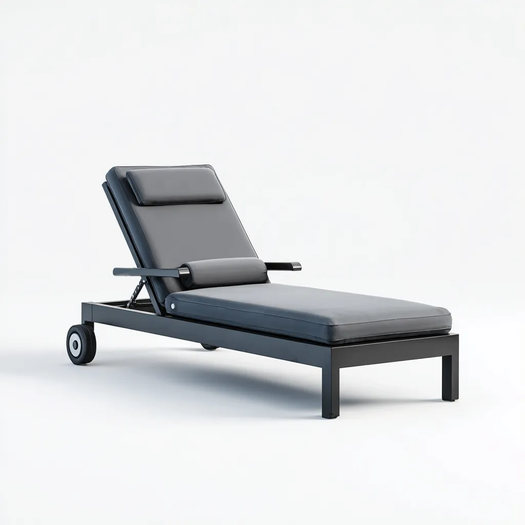 Ligstoel aluminium 198x75x85 cm - zwart-grijs - verstelbaar design met wielen-Decoroliq