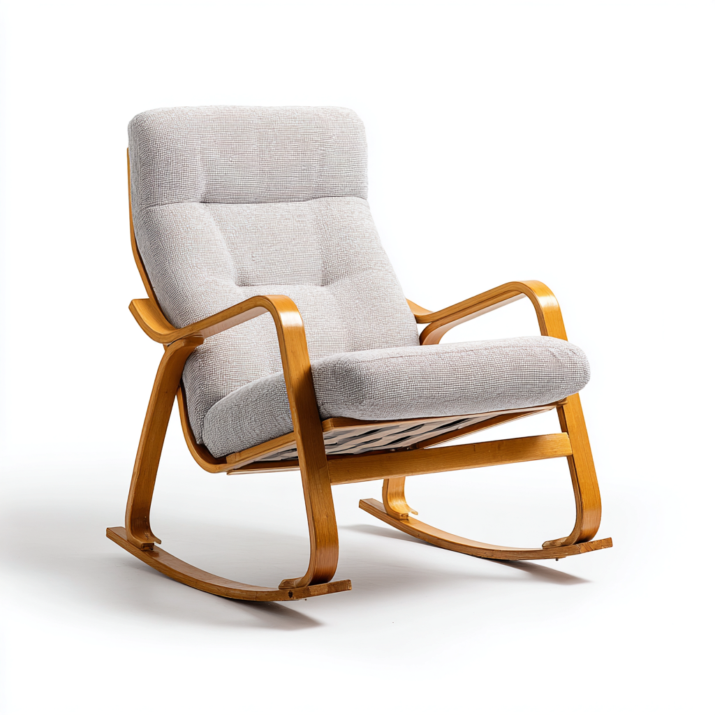 Schommelstoel stof hout - 94x83x100cm - lichtgrijs - Scandinavisch ontwerp-Decoroliq