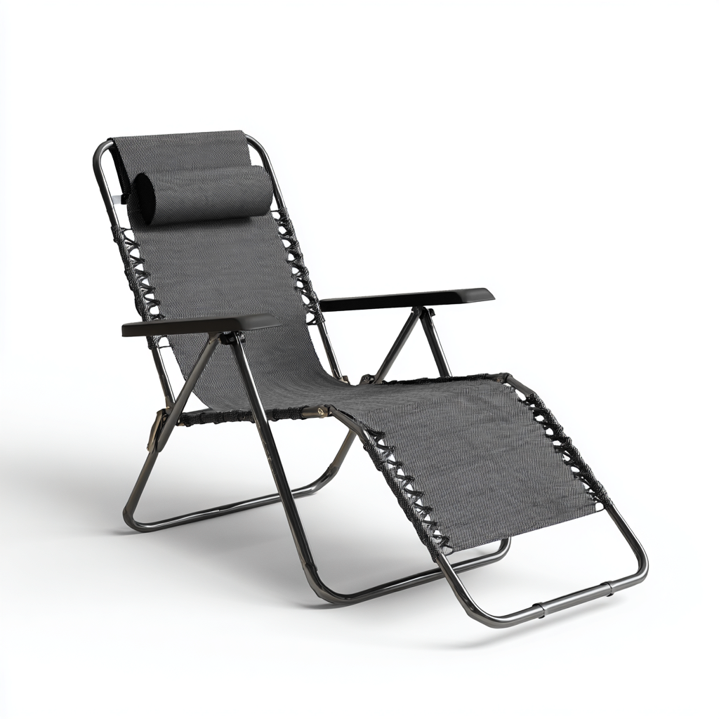 Ligstoel staal en textilene 178x65x110 cm - zwart-grijs - opvouwbaar verstelbaar design-Decoroliq