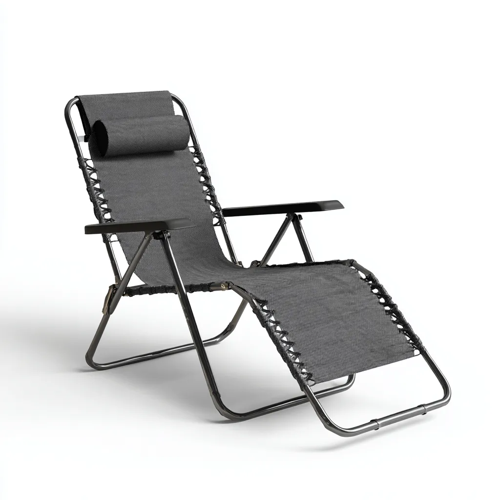 Ligstoel staal en textilene 178x65x110 cm - zwart-grijs - opvouwbaar verstelbaar design-Decoroliq