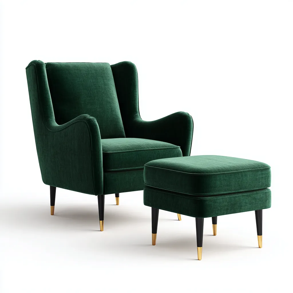 Fauteuil met voetenbankje - fluweel en metaal - 92x83x104 cm - donkergroen-zwart - modern elegant ontwerp-Decoroliq