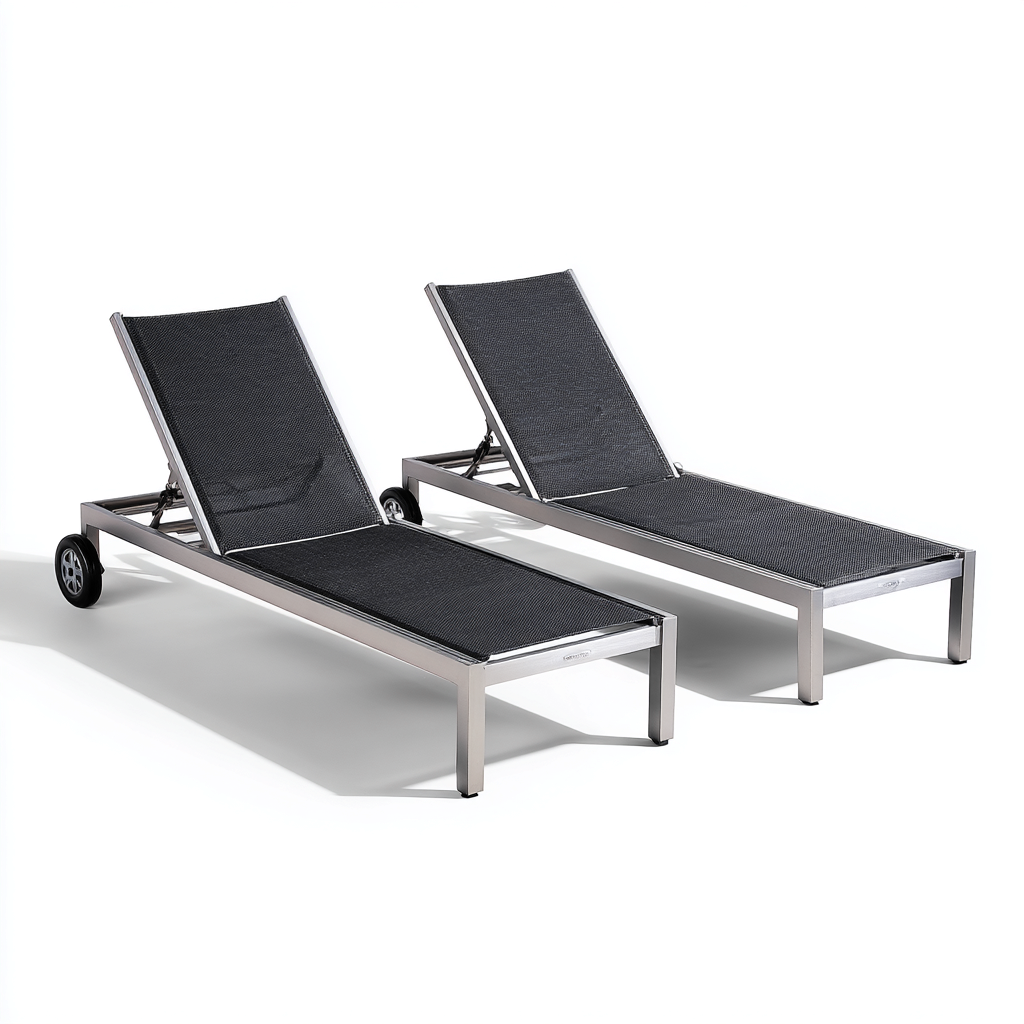 Ligstoel - Aluminium-Textileen - 195x65x90 cm - Zilver-Zwart - Verstelbaar modern ontwerp voor buitengebruik-Decoroliq