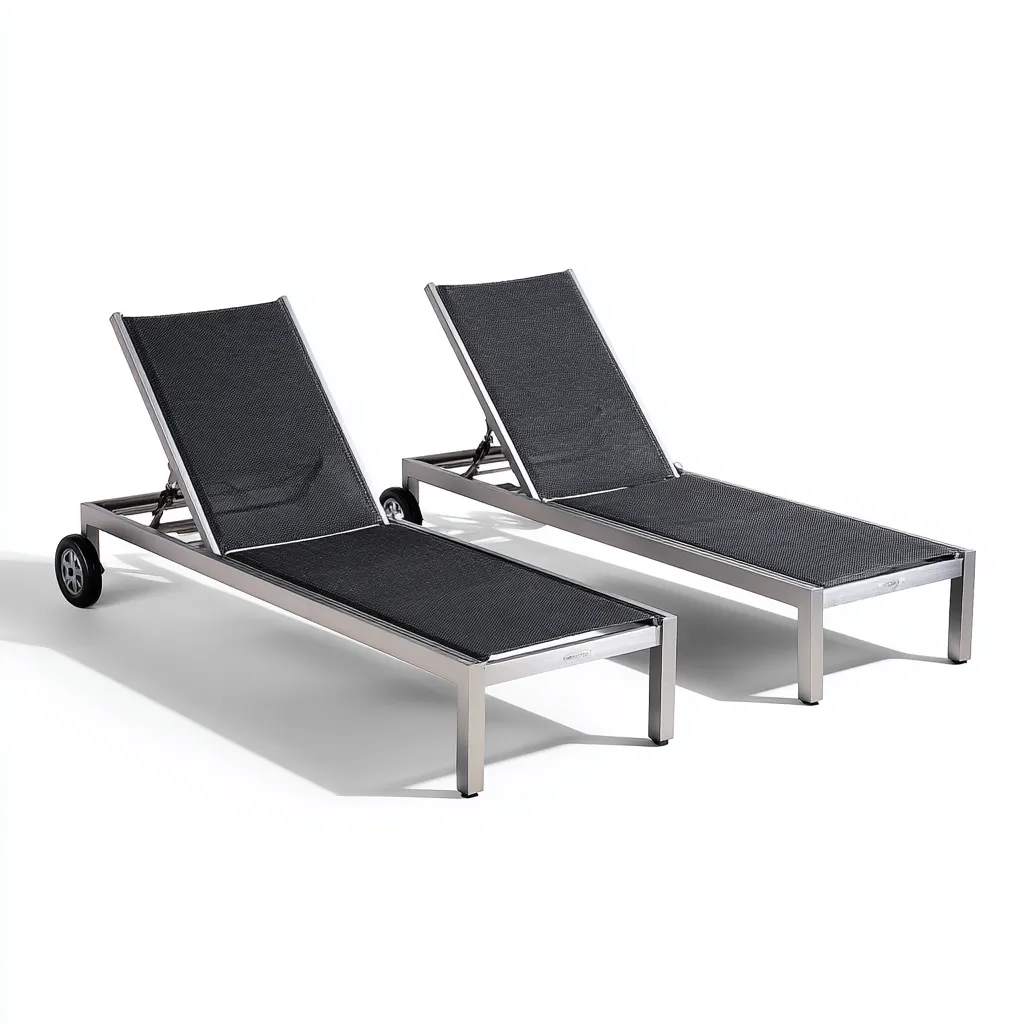 Ligstoel - Aluminium-Textileen - 195x65x90 cm - Zilver-Zwart - Verstelbaar modern ontwerp voor buitengebruik-Decoroliq