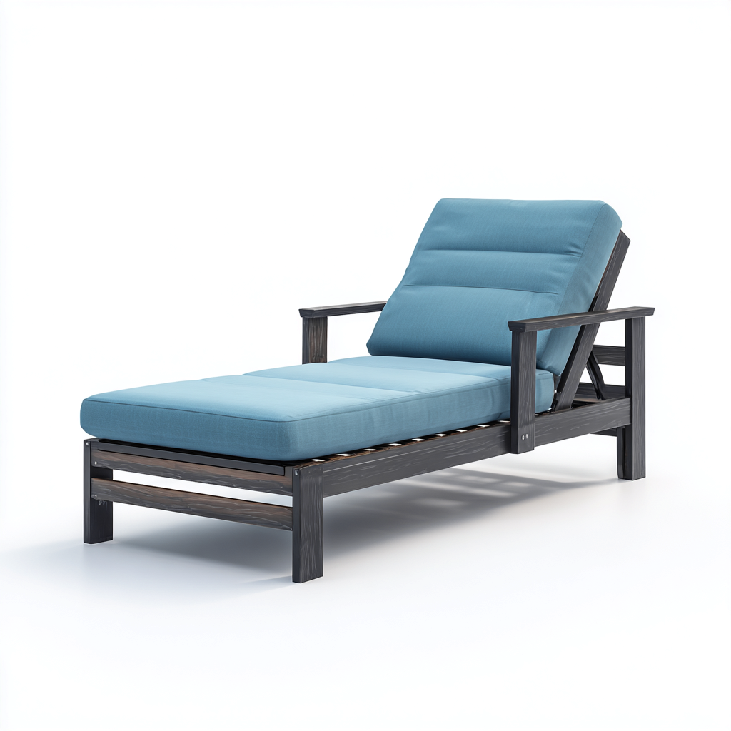 Ligstoel hout 200x73x88 cm - zwart-blauw - verstelbaar design met armleuningen-Decoroliq