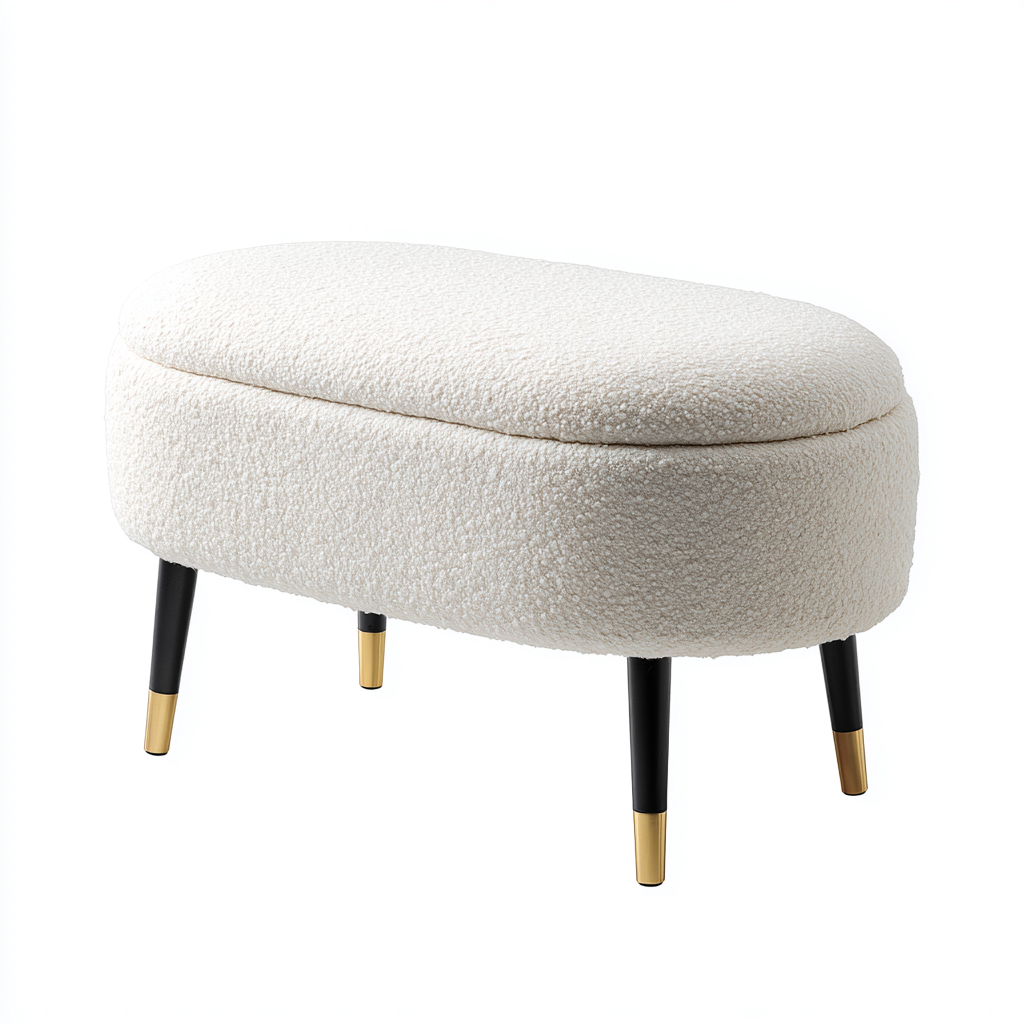 Schoenenbank stof en metaal - 80x35x45 cm - wit-zwart - met opbergruimte en modern ontwerp-Decoroliq