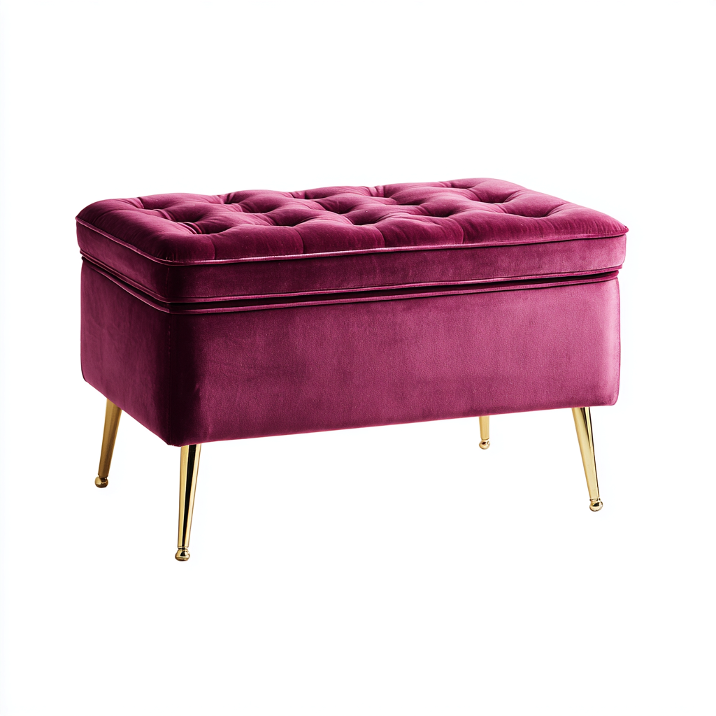 Schoenenbank fluweel en metaal - 90x45x50 cm - fuchsia-goud - met opbergruimte en elegant ontwerp-Decoroliq