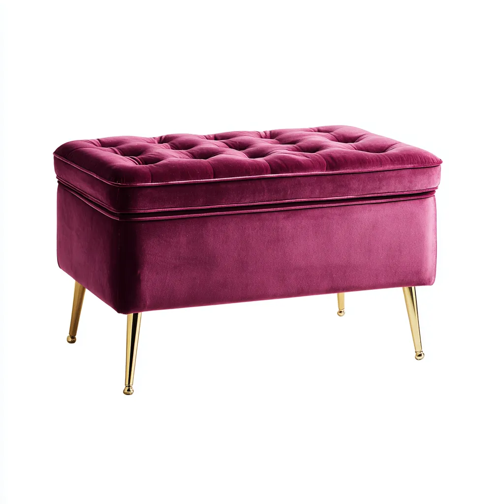 Schoenenbank fluweel en metaal - 90x45x50 cm - fuchsia-goud - met opbergruimte en elegant ontwerp-Decoroliq