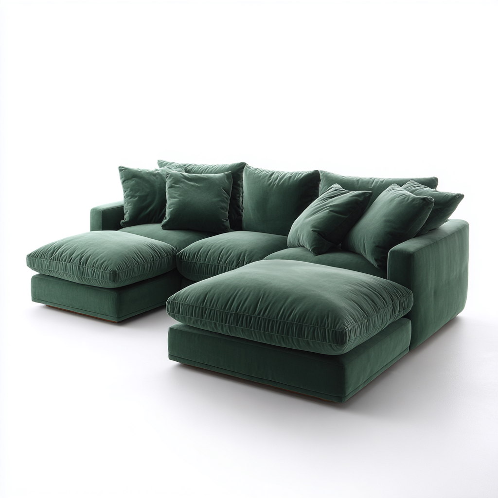Hoekbank fluweel 260x165x85 cm - donkergroen - royale hoekbank met extra diepe zit en luxueus comfort-Decoroliq