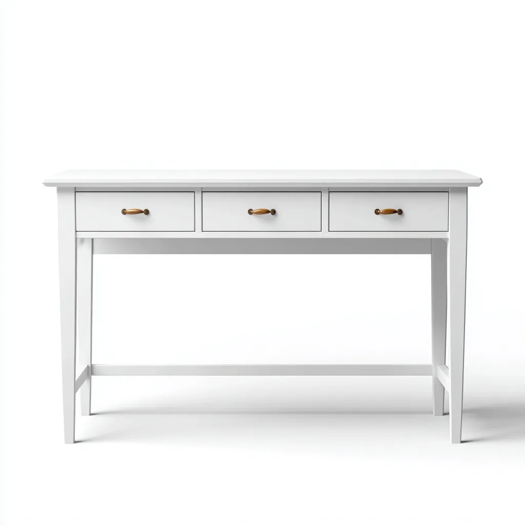 Bureau - Hout - 120x45x75 cm - Wit - Klassiek ontwerp met drie lades en houten handgrepen-Decoroliq