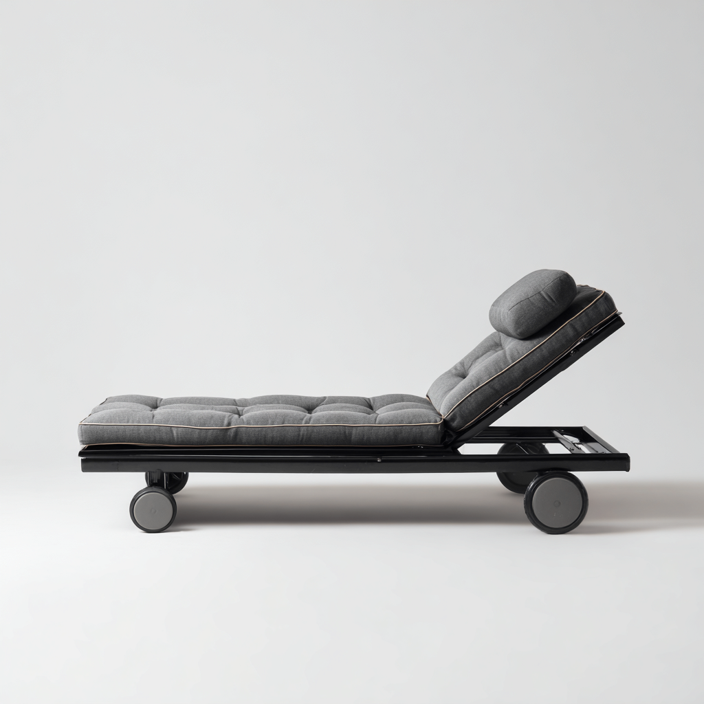 Ligstoel aluminium 200x75x85 cm - zwart-grijs - verstelbaar design met wielen-Decoroliq