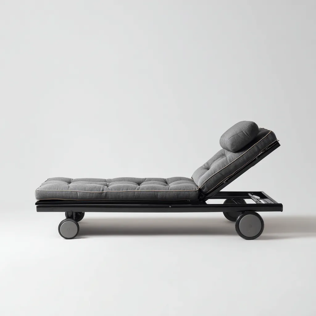 Ligstoel aluminium 200x75x85 cm - zwart-grijs - verstelbaar design met wielen-Decoroliq