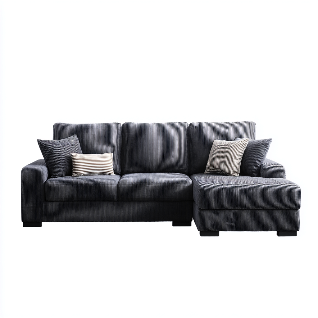 Hoekbank corduroy 285x190x85 cm - antracietgrijs - moderne lounge met diepe zit en comfortabele bekleding-Decoroliq