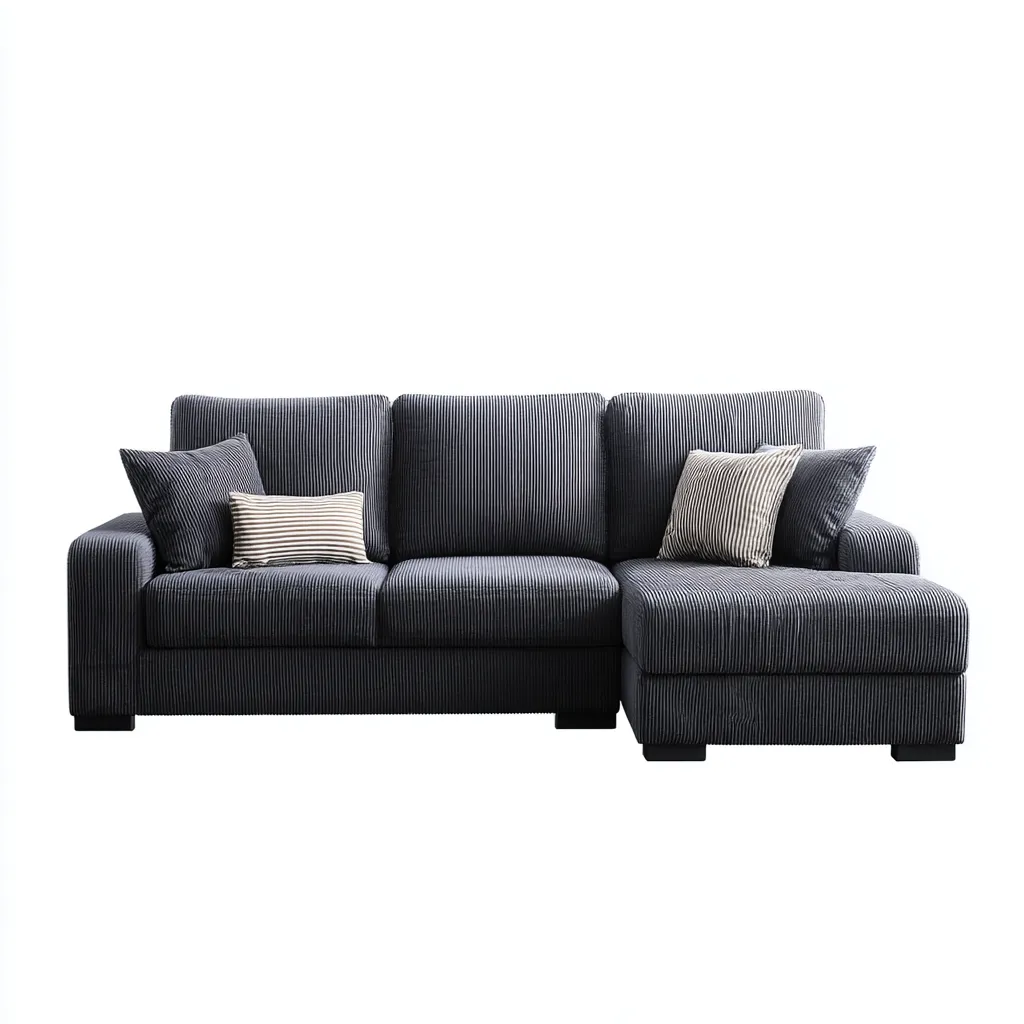 Hoekbank corduroy 285x190x85 cm - antracietgrijs - moderne lounge met diepe zit en comfortabele bekleding-Decoroliq