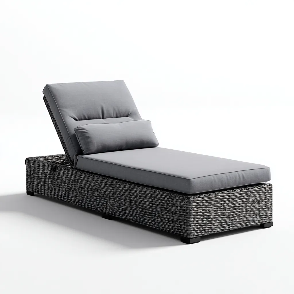 Ligstoel kunststof vlechtwerk 195x70x85 cm - donkergrijs-grijs - verstelbaar modern design-Decoroliq