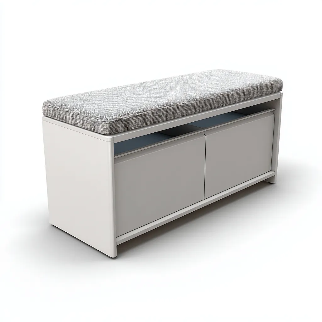 Schoenenbank hout en stof - 100x35x45 cm - wit-grijs - met 2 laden en modern ontwerp-Decoroliq