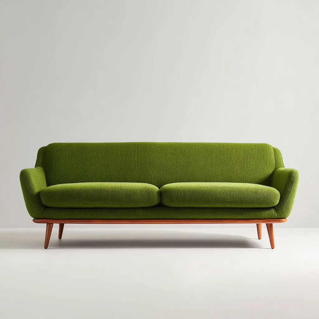 Rechte bank stof 200x90x85 cm - mosgroen - retro Scandinavisch ontwerp-Decoroliq