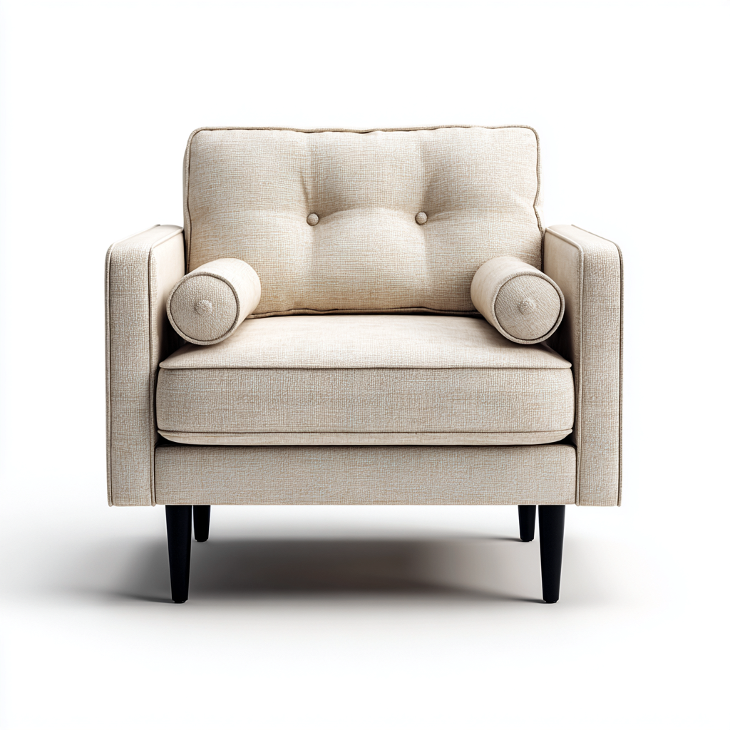 Fauteuil linnen en hout - 85x78x84 cm - crème-zwart - modern retro ontwerp-Decoroliq