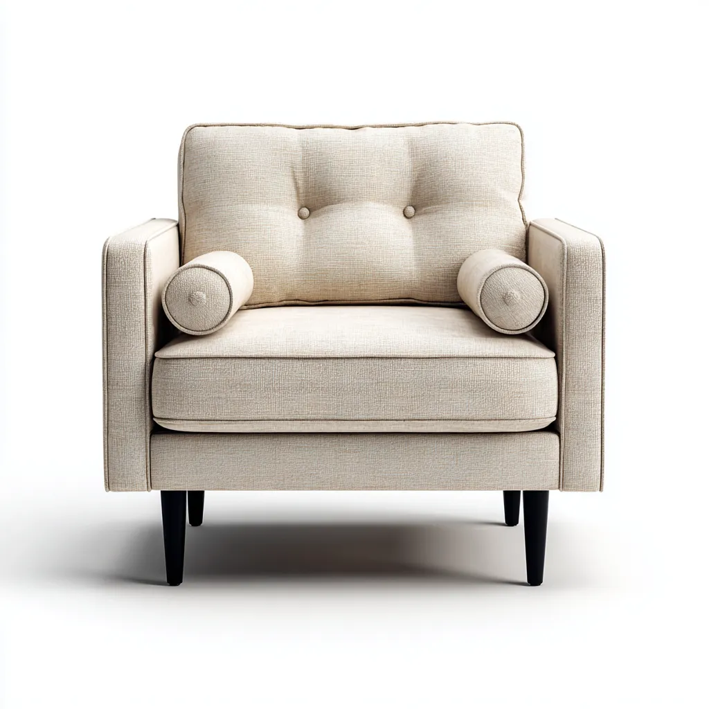 Fauteuil linnen en hout - 85x78x84 cm - crème-zwart - modern retro ontwerp-Decoroliq