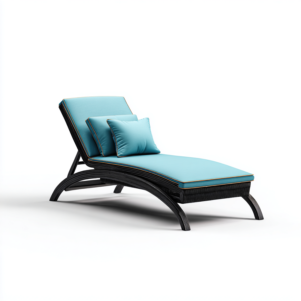 Ligstoel kunststof vlechtwerk 195x70x80 cm - zwart-blauw - ergonomisch design-Decoroliq