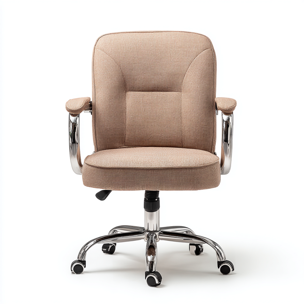Bureaustoel stof met armleuningen en wielen 64x62x92-102 cm - beige - ergonomisch klassiek design-Decoroliq