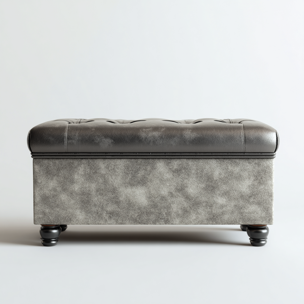 Schoenenbank leer en stof - 100x40x50 cm - donkergrijs-lichtgrijs - met opbergruimte en klassiek ontwerp-Decoroliq