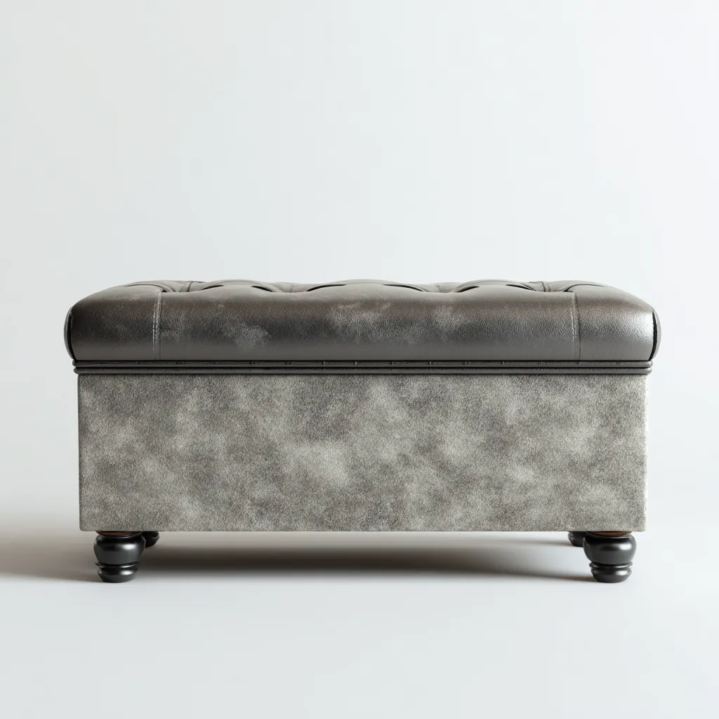 Schoenenbank leer en stof - 100x40x50 cm - donkergrijs-lichtgrijs - met opbergruimte en klassiek ontwerp-Decoroliq