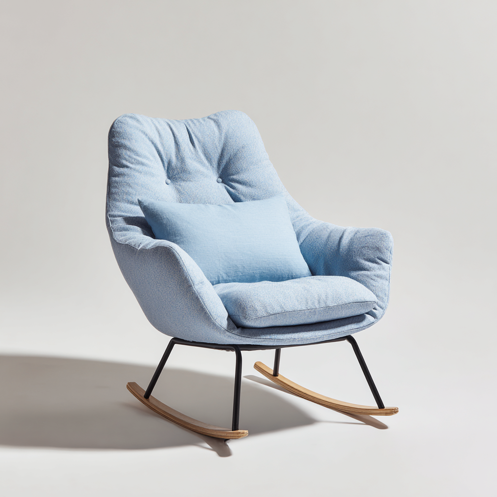 Schommelstoel stof metaal hout - 92x83x98cm - lichtblauw - modern ontwerp-Decoroliq