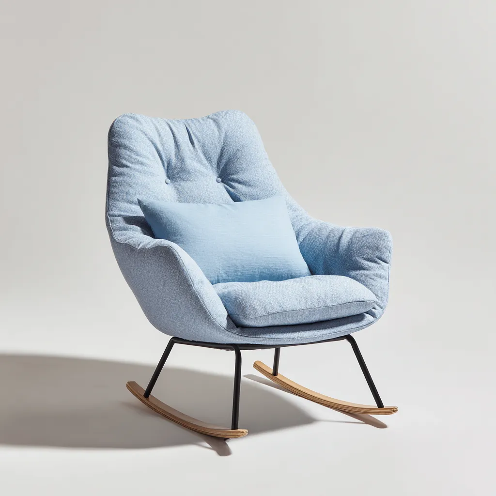 Schommelstoel stof metaal hout - 92x83x98cm - lichtblauw - modern ontwerp-Decoroliq