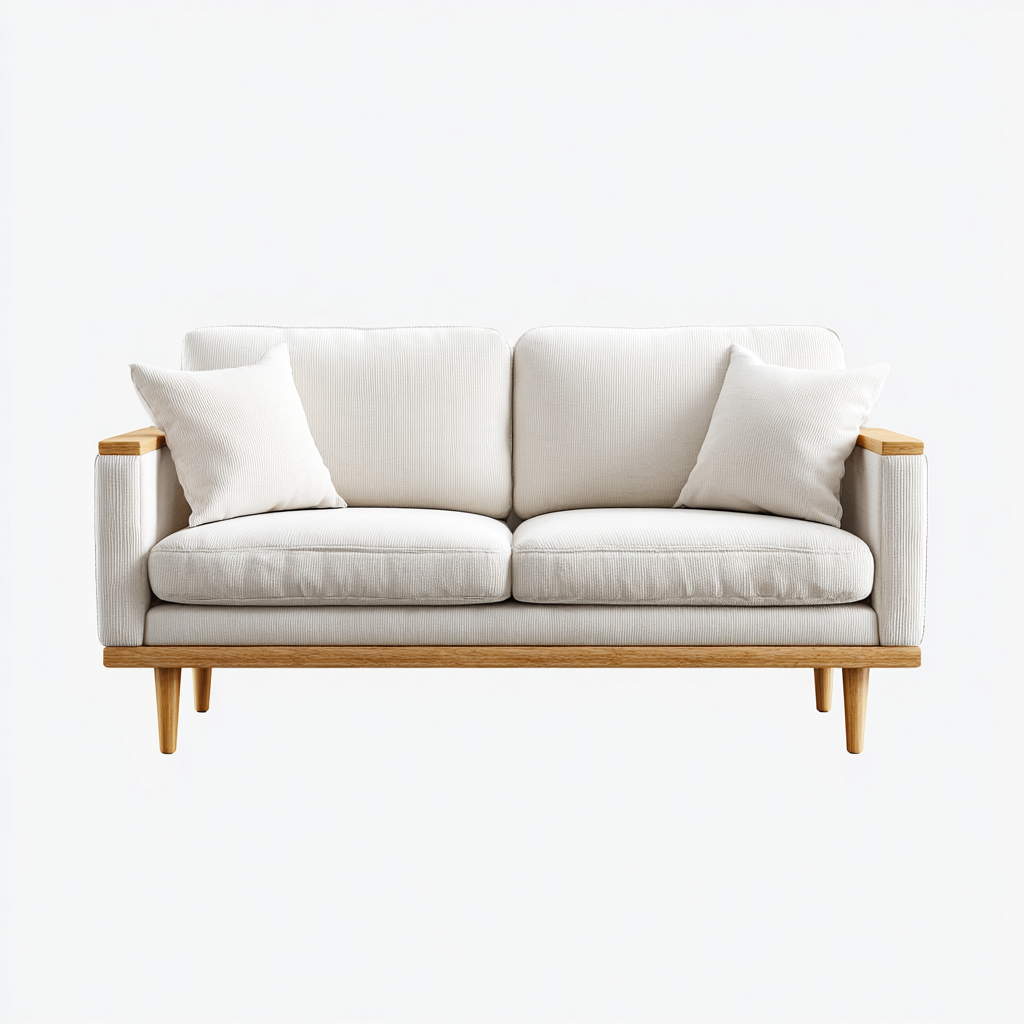 Rechte bank stof 165x85x85 cm - wit - Scandinavisch ontwerp-Decoroliq