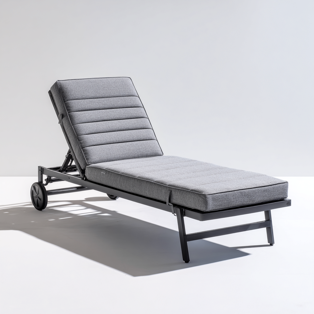 Ligstoel aluminium 200x73x94 cm - donkergrijs-lichtgrijs - verstelbaar met wielen en kussens-Decoroliq