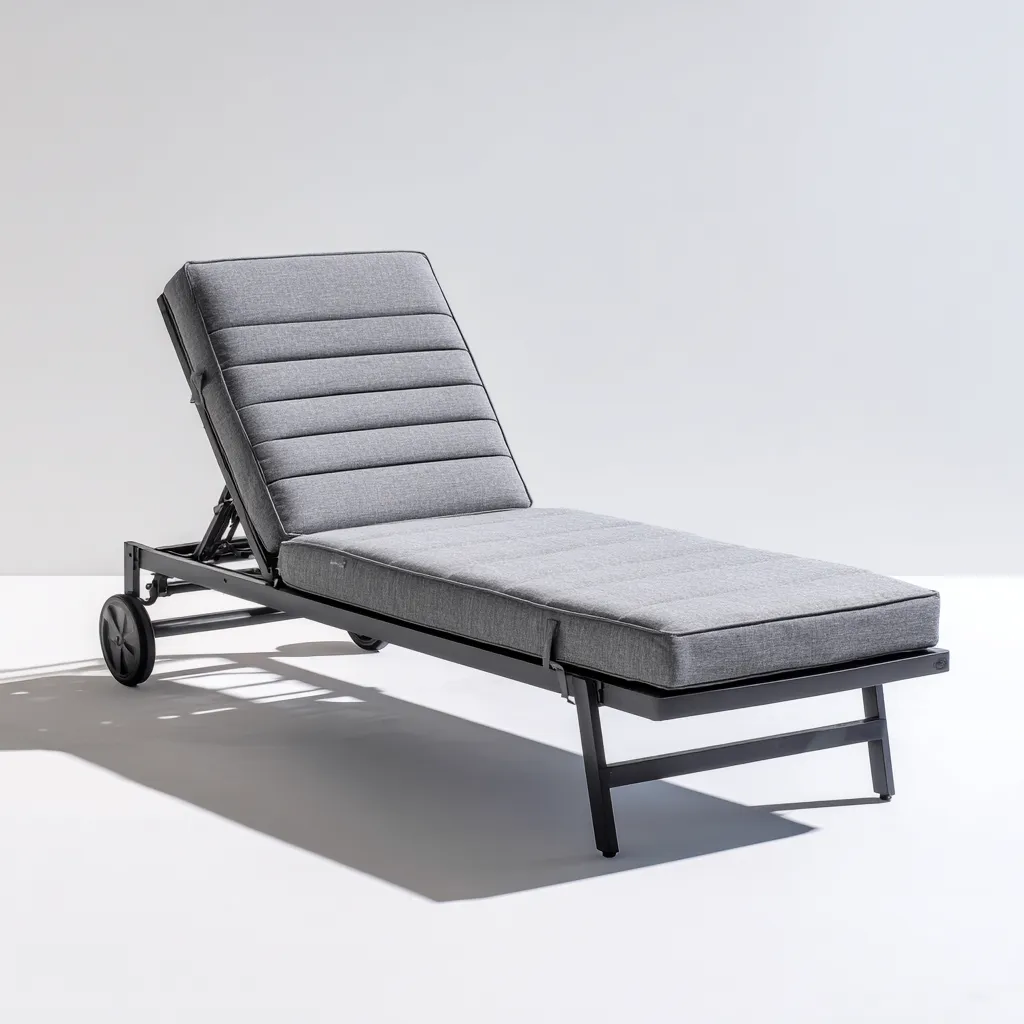 Ligstoel aluminium 200x73x94 cm - donkergrijs-lichtgrijs - verstelbaar met wielen en kussens-Decoroliq