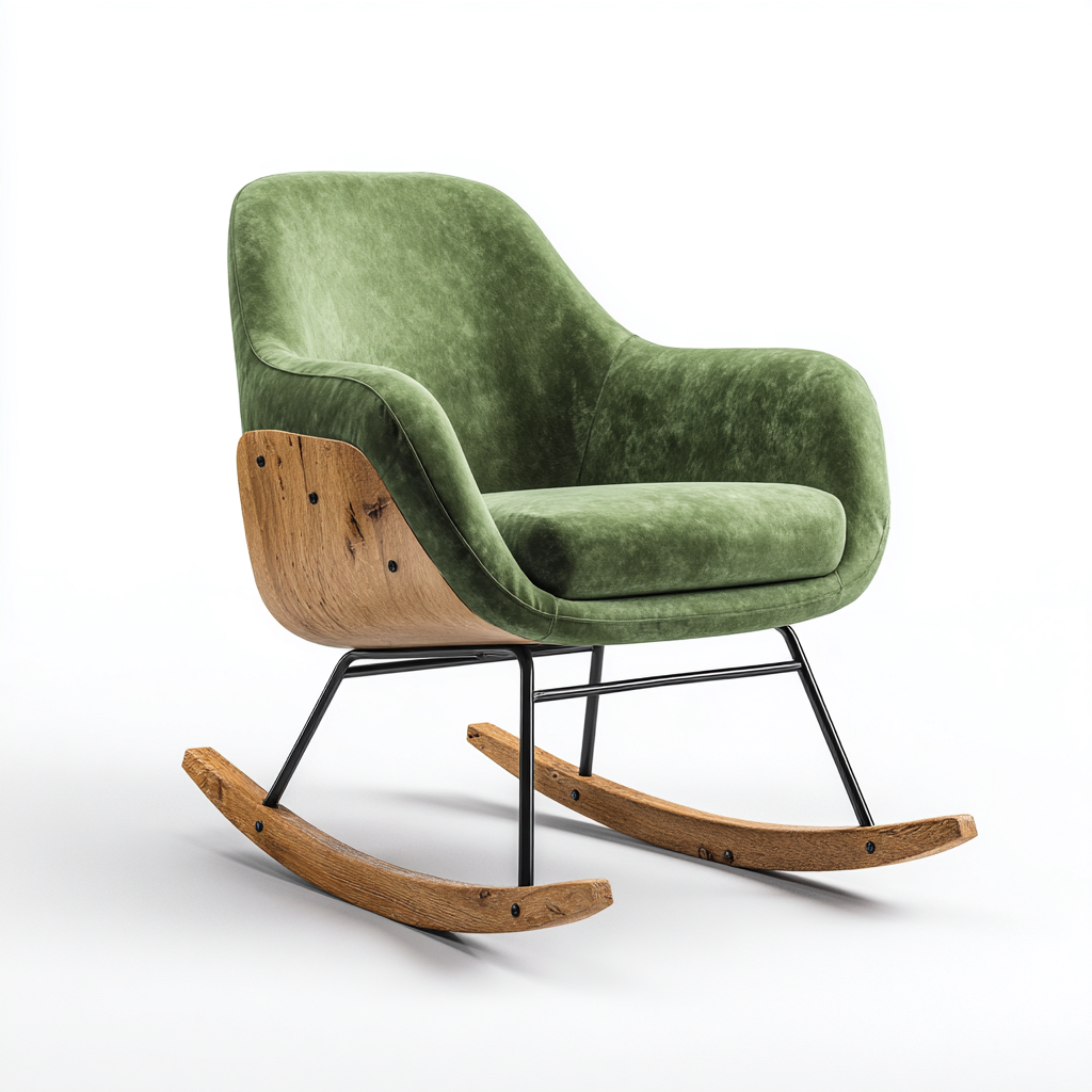 Schommelstoel fluweel metaal hout - 90x82x95cm - groen - Scandinavisch ontwerp-Decoroliq