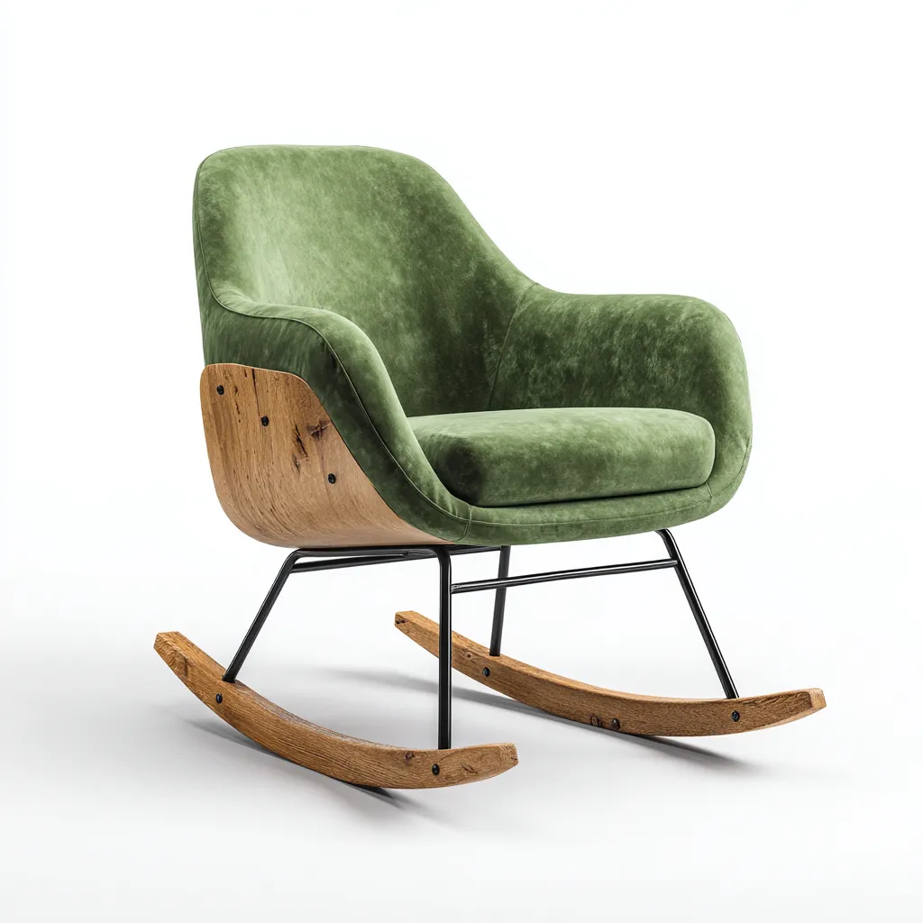 Schommelstoel fluweel metaal hout - 90x82x95cm - groen - Scandinavisch ontwerp-Decoroliq