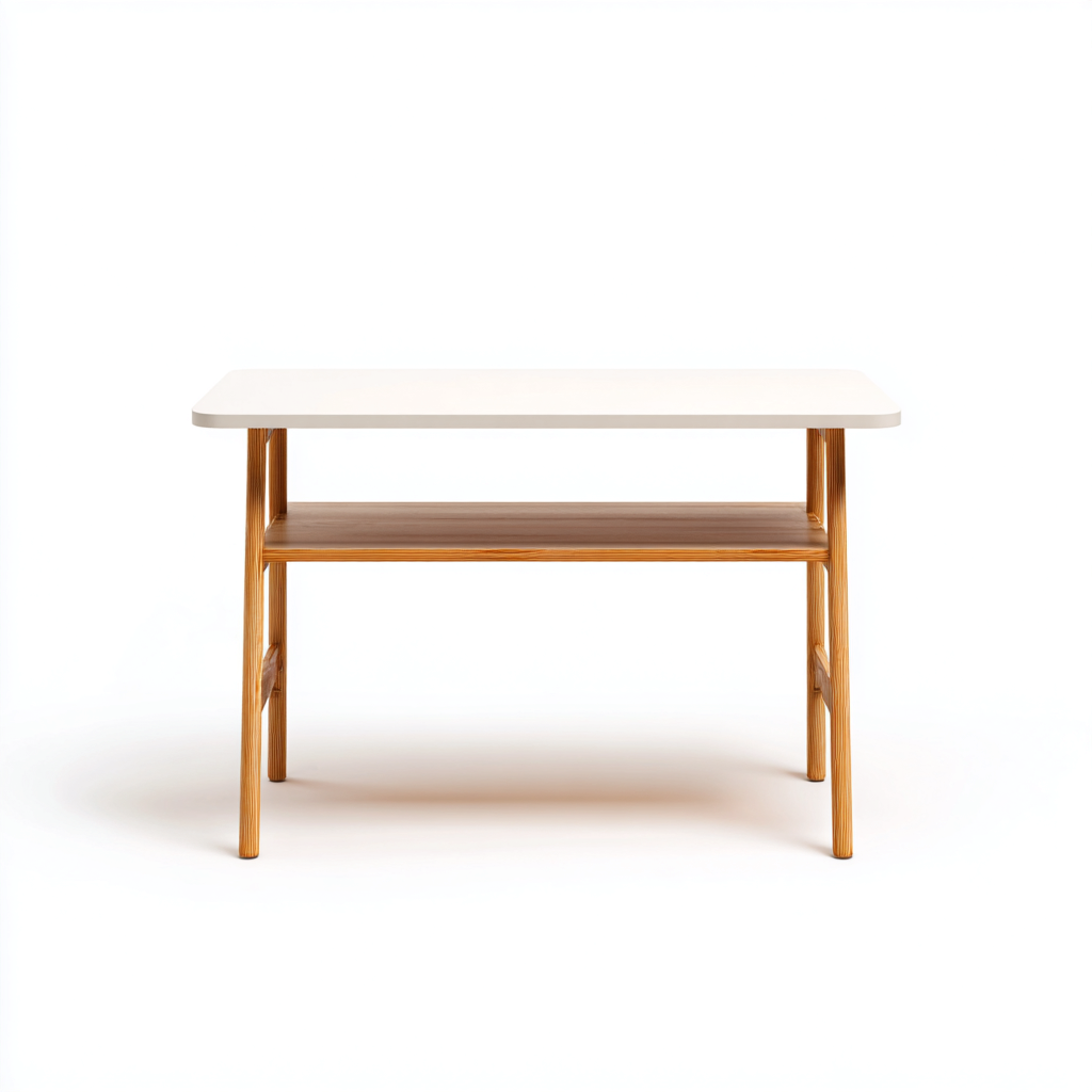 Bureau - Hout - 100x55x75 cm - Wit-Eiken - Scandinavisch ontwerp met opbergplank-Decoroliq
