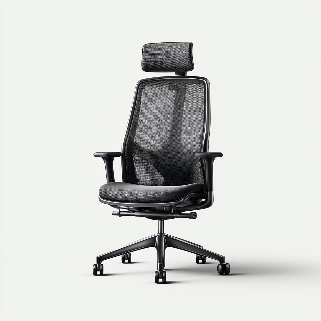 Bureaustoel ergonomisch mesh met hoofdsteun 68x66x115-125 cm - zwart - modern ontwerp-Decoroliq