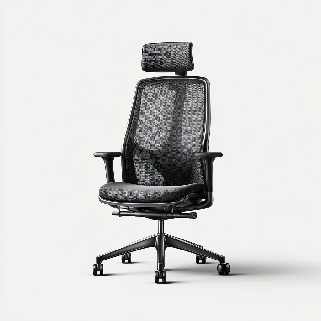 Bureaustoel ergonomisch mesh met hoofdsteun 68x66x115-125 cm - zwart - modern ontwerp-Decoroliq