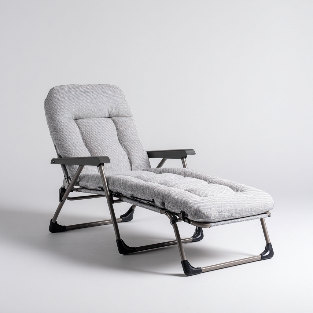 Ligstoel staal 185x62x95 cm - zwart-lichtgrijs - opvouwbaar met gevoerde zitting-Decoroliq