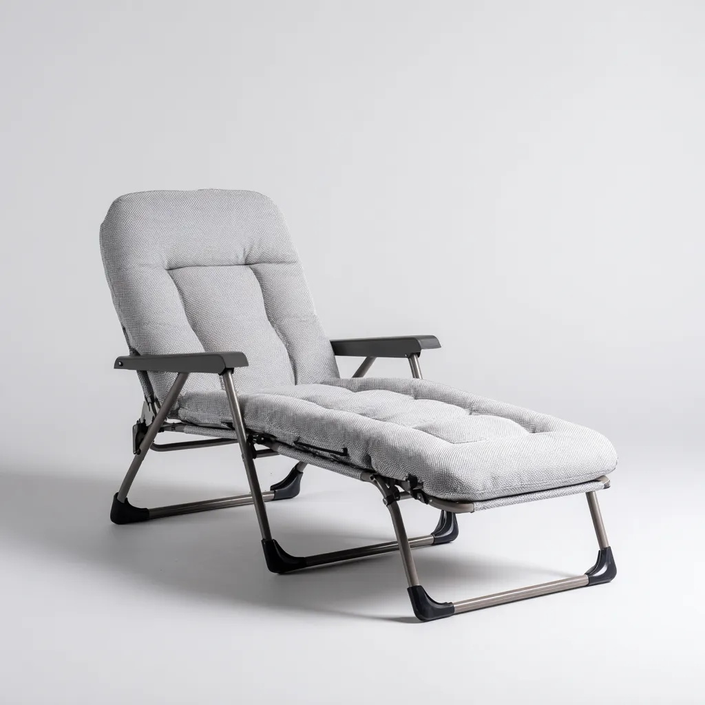 Ligstoel staal 185x62x95 cm - zwart-lichtgrijs - opvouwbaar met gevoerde zitting-Decoroliq