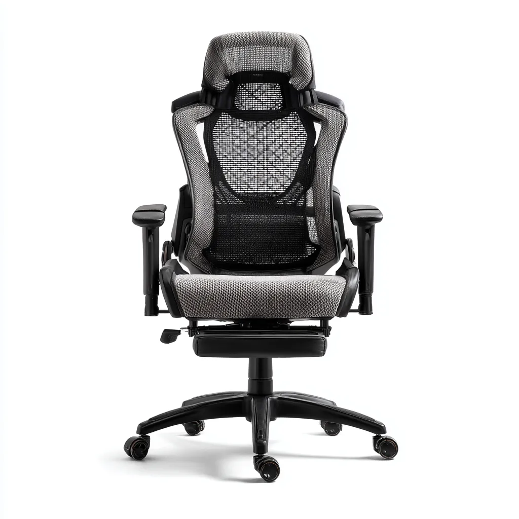 Bureaustoel ergonomisch mesh met hoofdsteun en voetensteun 70x70x120-130 cm - zwart-grijs - modern ontwerp-Decoroliq