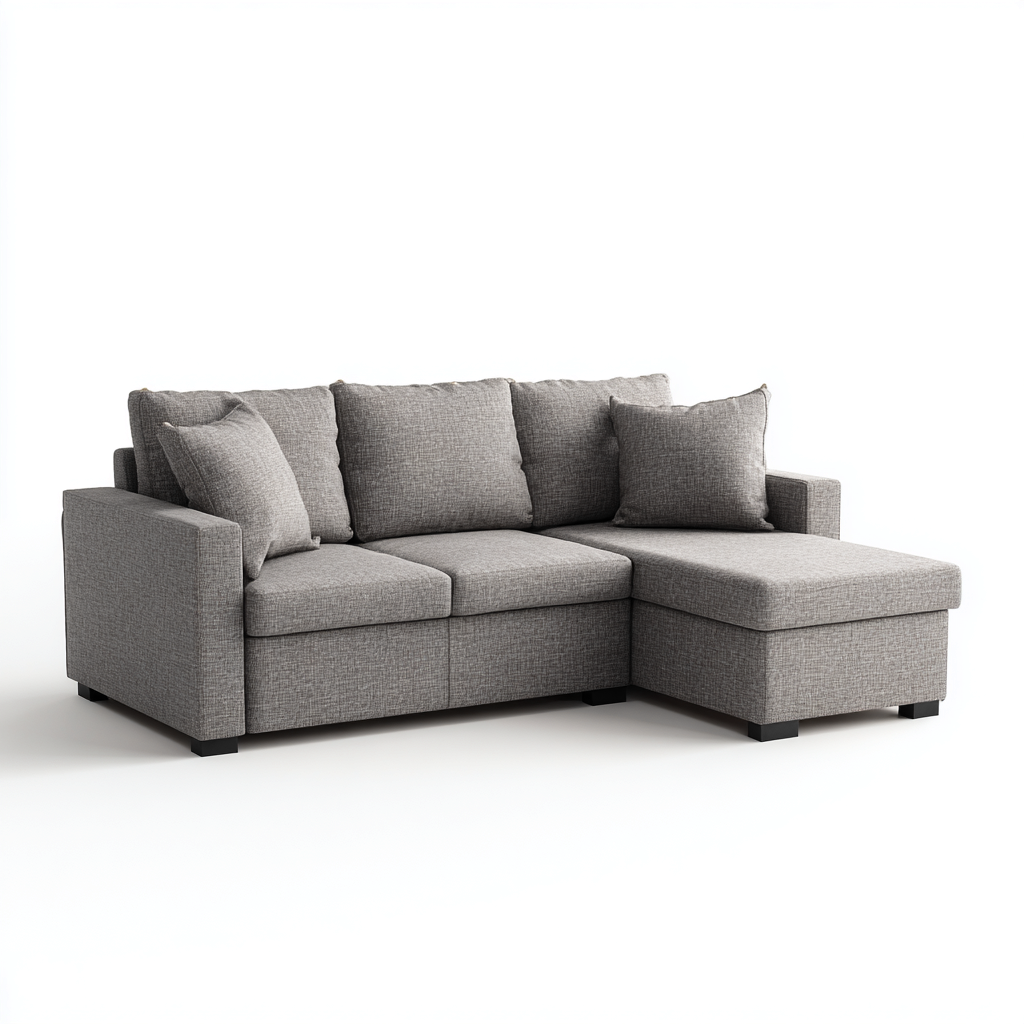 Hoekbank stof 245x155x85 cm - grijs - moderne compacte bank met opbergruimte en comfortabele zitkussens-Decoroliq