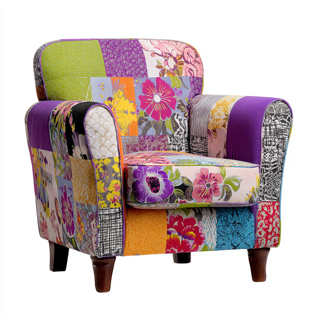 Fauteuil patchwork stof bekleding 82x78x88 cm - multicolor - bohemien ontwerp-Decoroliq