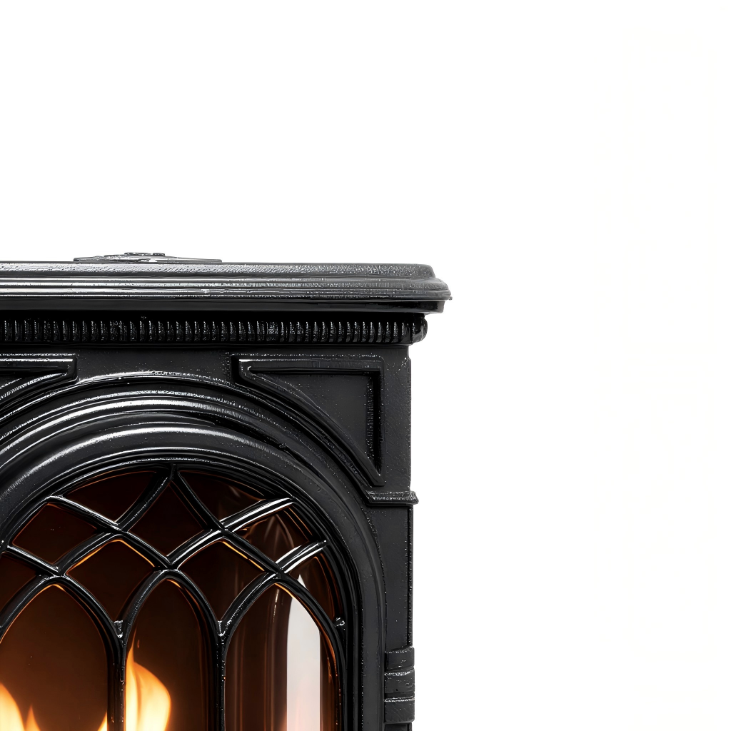 Caminetto a gas in ghisa 40x35x70 cm - nero - design classico