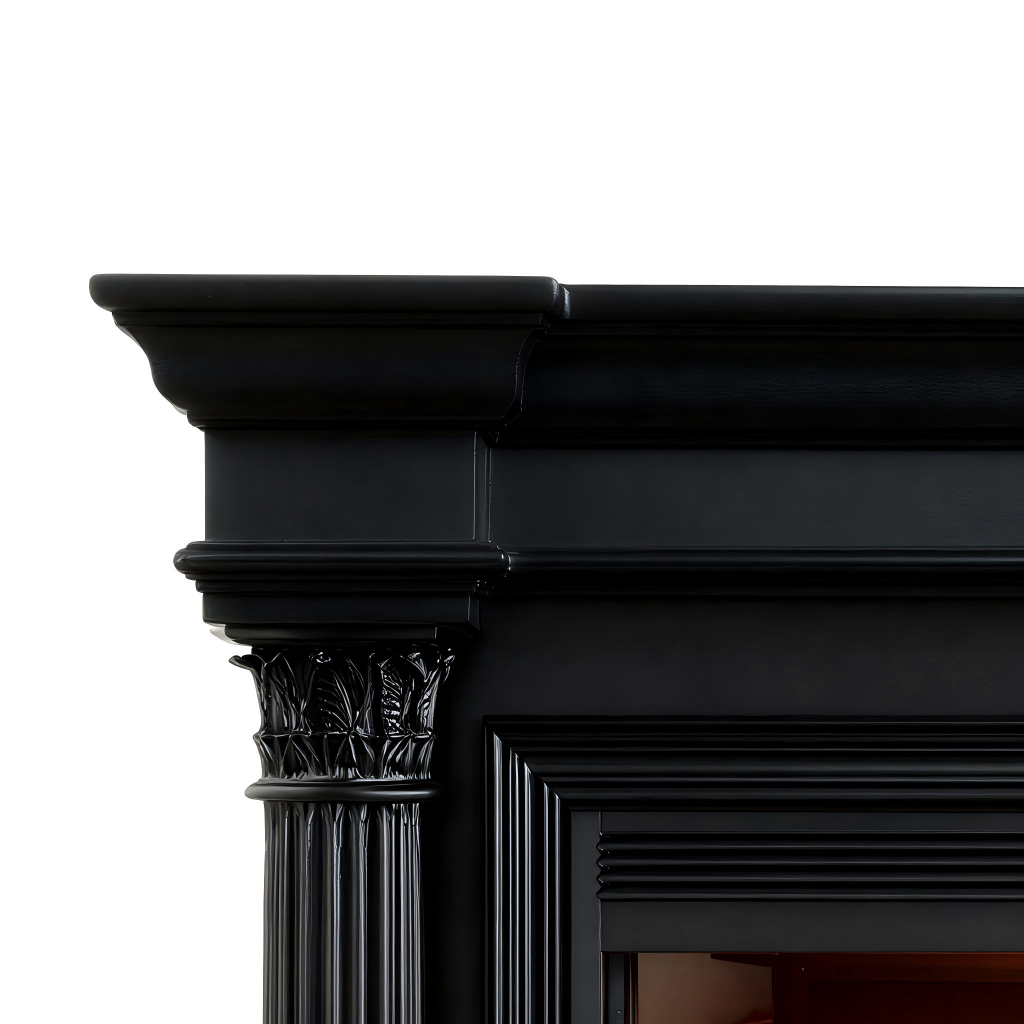 Caminetto elettrico legno composito 120x35x105 cm - nero - stile classico